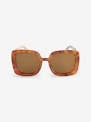 Caramel Brown Polarised Square Frame Sunglasses - Image 6 of 8