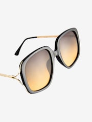 Black Arm Detail Square Sunglasses - Image 7 of 8