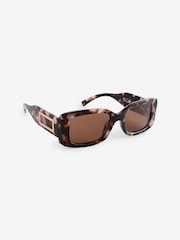 Tortoiseshell Brown Polarized Rectangle Sunglasses - Image 4 of 6