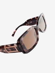 Tortoiseshell Brown Polarized Rectangle Sunglasses - Image 6 of 6