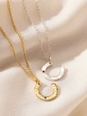 Sterling Silver Personalised Birthstone Horseshoe Necklace By Posh Totty Designs - Image 2 of 5