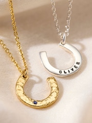 Sterling Silver Personalised Birthstone Horseshoe Necklace By Posh Totty Designs - Image 3 of 5