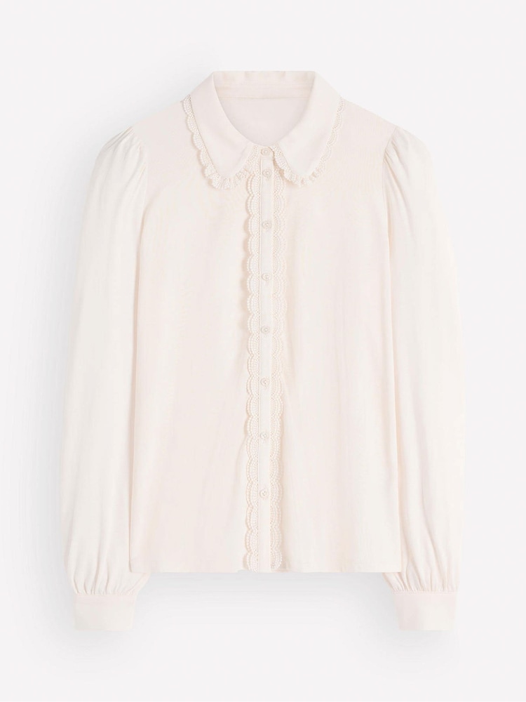 Boden Cream Lena Lace Frill Collar Blouse - Image 4 of 4 Boden Cream Lena Lace Frill Collar Blouse - Image 4 of 4