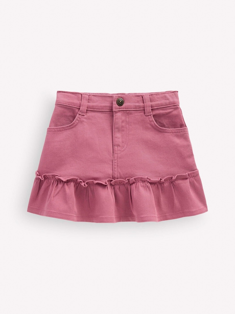 Boden Pink Frill Hem Denim Skirt - Image 1 of 4 Boden Pink Frill Hem Denim Skirt - Image 1 of 4