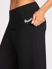 Pineapple Black Fold Over Waist Viscose Jersey Trousers - Image 5 of 6