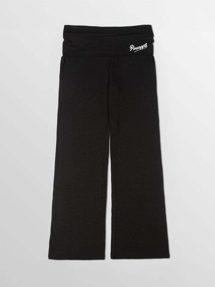 Pineapple Black Fold Over Waist Viscose Jersey Trousers - Image 6 of 6