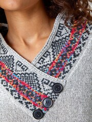 Roman Grey Nordic Print Button Detail Jumper - Image 5 of 5
