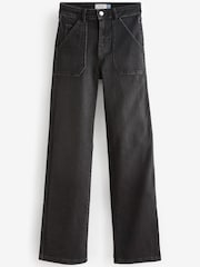 Schwarz - Jeans mit weitem Beinschnitt und Funktionstasche - Bild 5 von 6