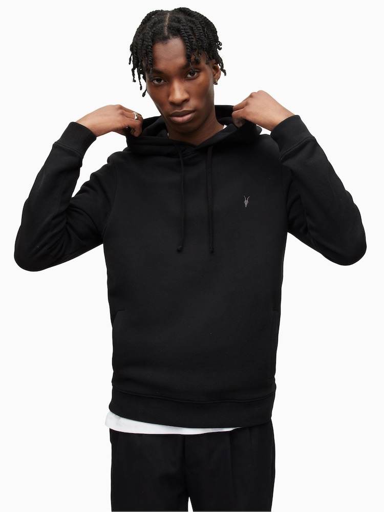 AllSaints Black 100% Cotton Raven Hoodie - Image 2 of 6