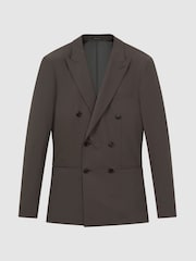 Reiss Chocolate Roll Slim Fit Wool Blend Double Breasted Blazer - Image 2 of 8