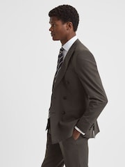 Reiss Chocolate Roll Slim Fit Wool Blend Double Breasted Blazer - Image 4 of 8