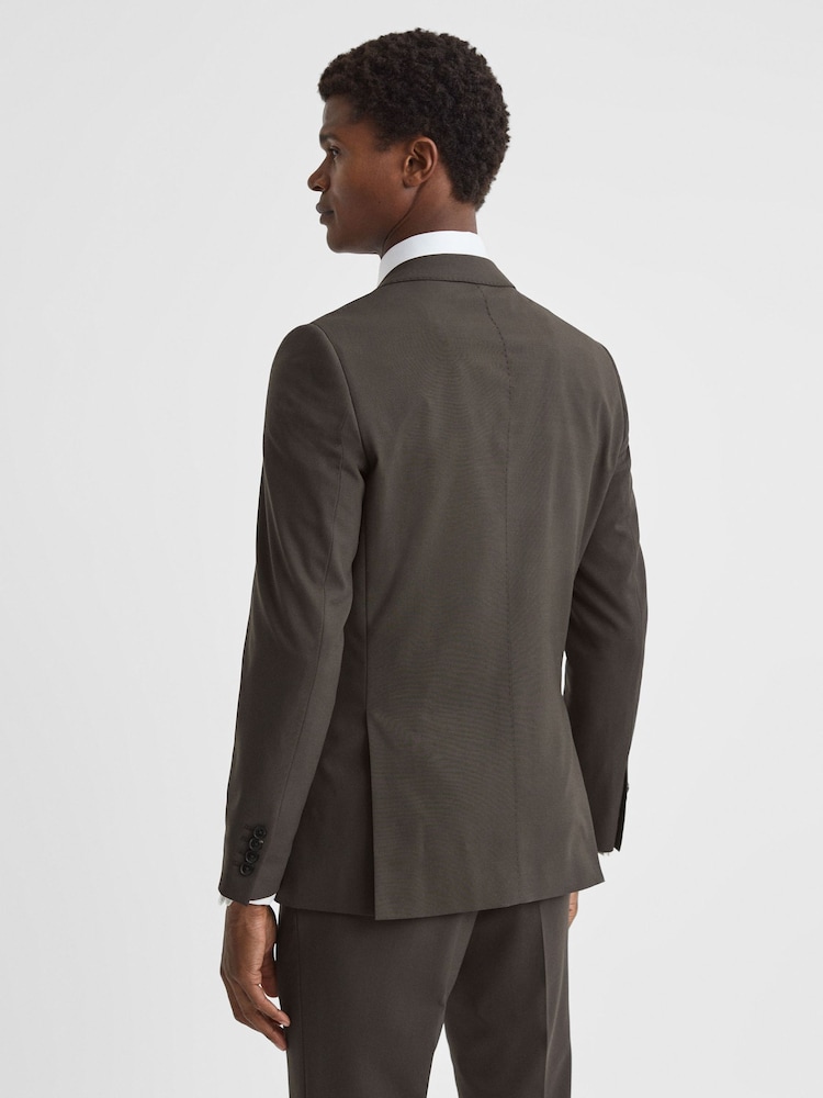 Reiss Chocolate Roll Slim Fit Wool Blend Double Breasted Blazer - Image 5 of 8