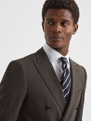 Reiss Chocolate Roll Slim Fit Wool Blend Double Breasted Blazer - Image 6 of 8