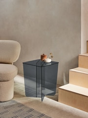 MADE.COM Smoked Glass Oki Side Table - Image 1 of 3