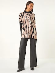 Roman Black Abstract Animal Print Knitted Jumper - Image 2 of 4
