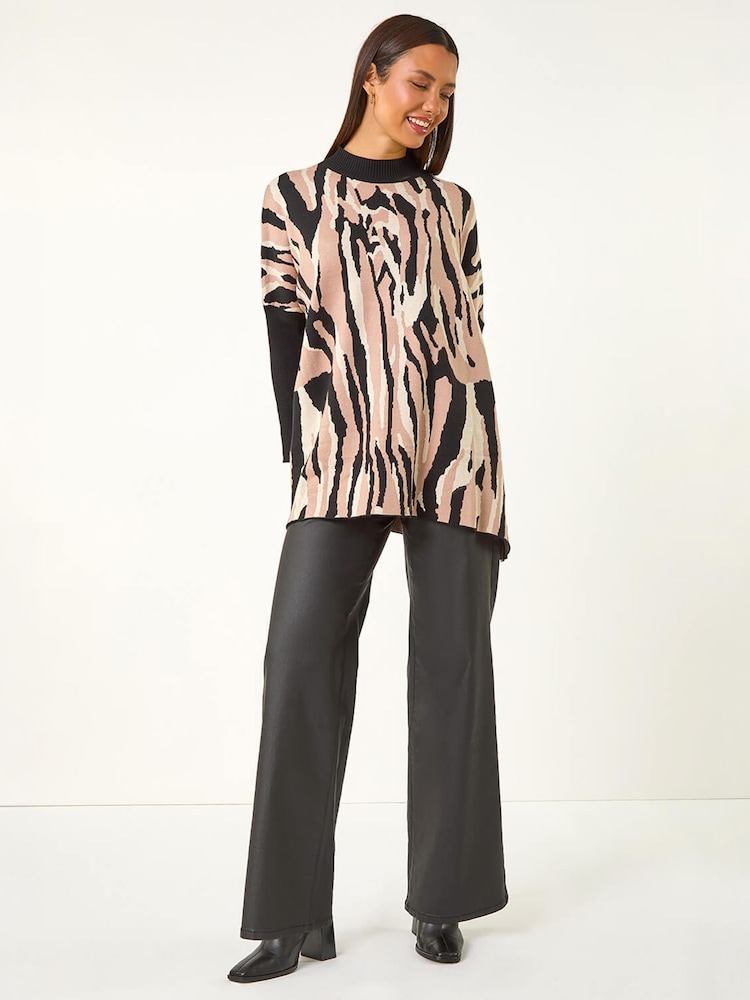 Roman Black Abstract Animal Print Knitted Jumper - Image 2 of 4