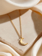 Posh Totty Designs Small Personalised Crescent Moon Necklace - Image 1 of 3