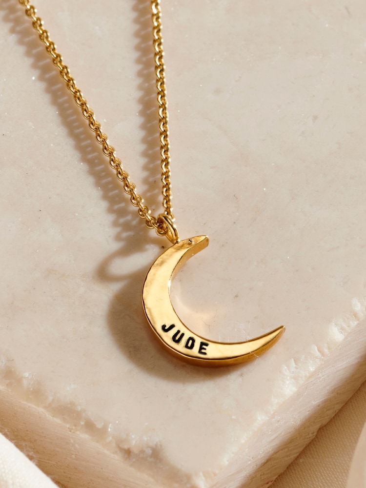 Posh Totty Designs Small Personalised Crescent Moon Necklace - Image 2 of 3