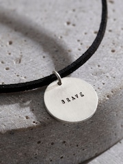 Personalised Silver Disc Necklace With Leather Cord By Posh Totty Designs - Image 2 of 5