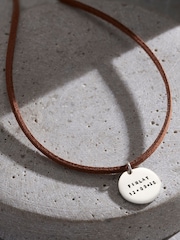 Personalised Silver Disc Necklace With Leather Cord By Posh Totty Designs - Image 4 of 5