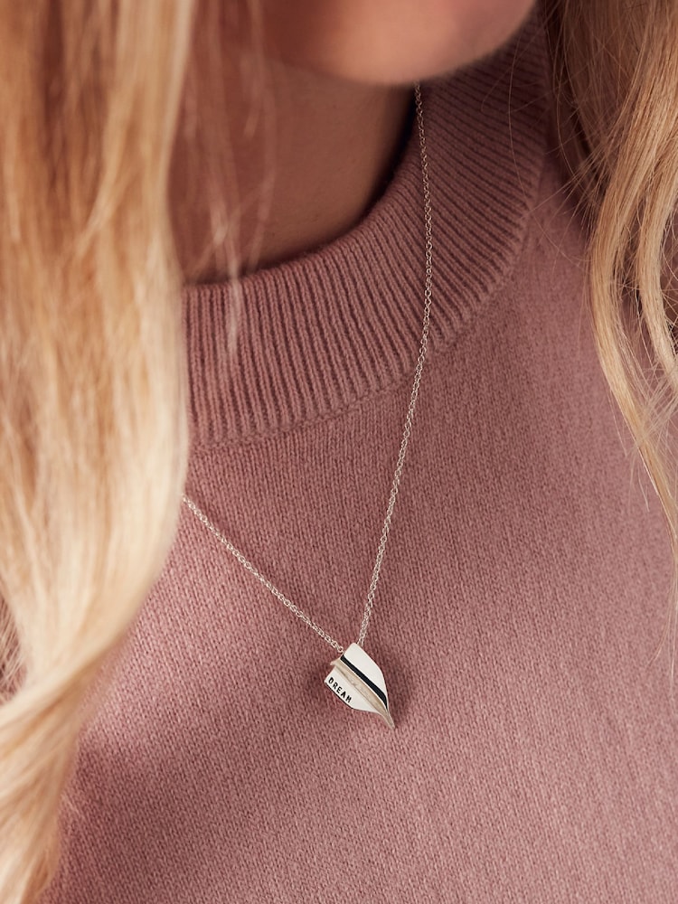 Sterling Silver Personalised Paper Plane Necklace By Posh Totty Designs - Image 2 of 3 Sterling Silver Personalised Paper Plane Necklace By Posh Totty Designs - Image 2 of 3