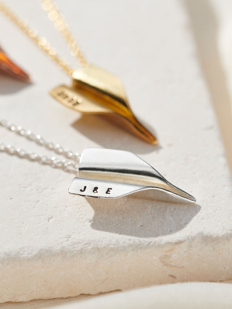 Sterling Silver Personalised Paper Plane Necklace By Posh Totty Designs - Image 3 of 3 Sterling Silver Personalised Paper Plane Necklace By Posh Totty Designs - Image 3 of 3