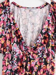 Oliver Bonas Red Sketched Floral Knot Midi Dress - Image 8 of 9