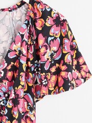 Oliver Bonas Red Sketched Floral Knot Midi Dress - Image 9 of 9