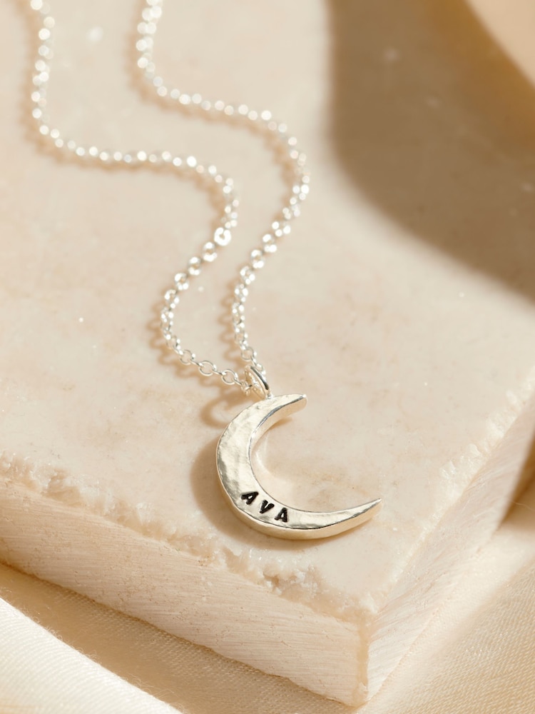 Posh Totty Designs Small Personalised Crescent Moon Necklace - Image 1 of 3
