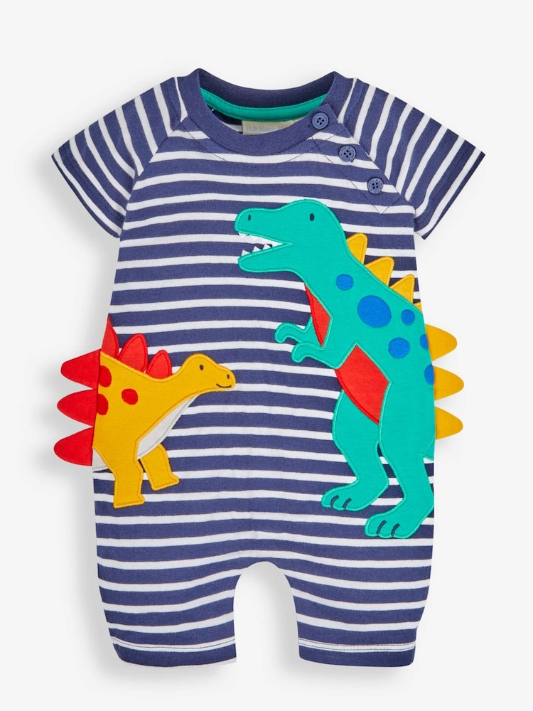 JoJo Maman Bébé Navy Dino Appliqué Romper - Image 1 of 3