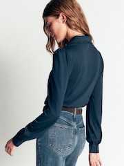 Boden Blue Lena Lace Frill Collar Blouse - Image 3 of 7