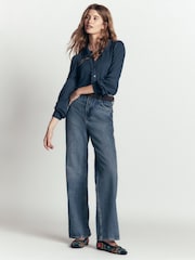 Boden Blue Lena Lace Frill Collar Blouse - Image 4 of 7