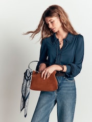 Boden Blue Lena Lace Frill Collar Blouse - Image 6 of 7