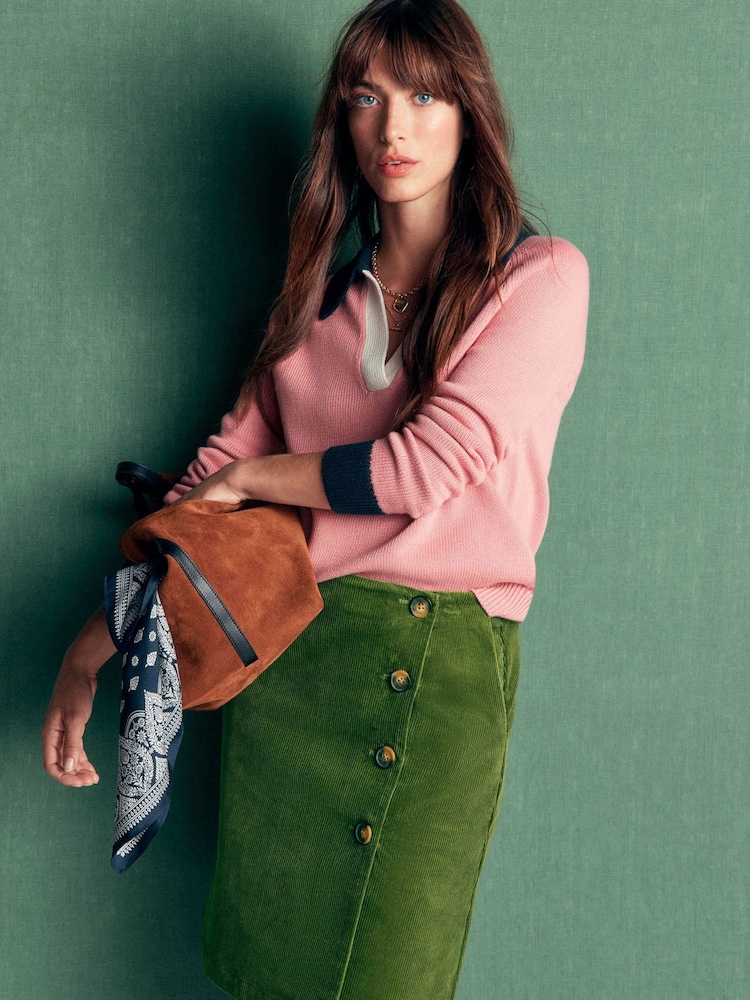 Boden Green Evelyn Button Cord Wrap Skirt - Image 1 of 5 Boden Green Evelyn Button Cord Wrap Skirt - Image 1 of 5