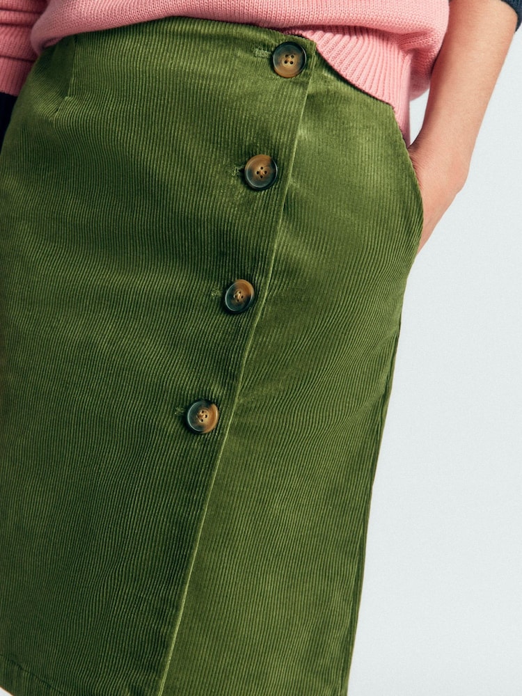 Boden Green Evelyn Button Cord Wrap Skirt - Image 2 of 5 Boden Green Evelyn Button Cord Wrap Skirt - Image 2 of 5