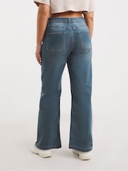Simply Be Blue Mid Wash 24/7 Wide Leg Jeans - Image 2 of 4