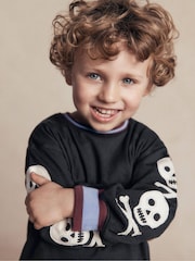 Boden Grey Skull Sleeved Appliqué T-Shirt - Image 1 of 5
