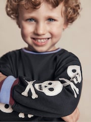 Boden Grey Skull Sleeved Appliqué T-Shirt - Image 2 of 5