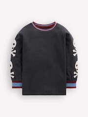 Boden Grey Skull Sleeved Appliqué T-Shirt - Image 3 of 5