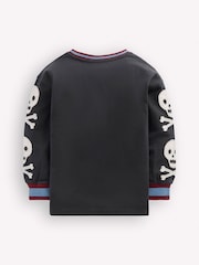 Boden Grey Skull Sleeved Appliqué T-Shirt - Image 4 of 5
