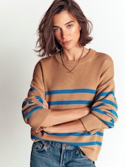 Boden Brown Lucy Relaxed Cotton Jumper - Image 1 of 7
