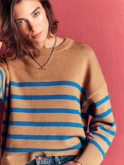 Boden Brown Lucy Relaxed Cotton Jumper - Image 5 of 7