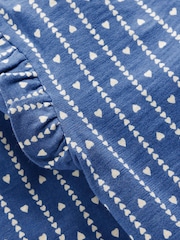 Boden Blue Heart Frill Sleeve Slub Top - Image 3 of 3