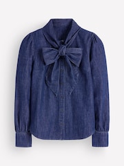Boden Blue Clara Tie Neck Denim Top - Image 6 of 6
