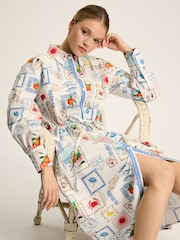 Joules Francesca White Tie Waist Shirt Dress - Image 3 of 8