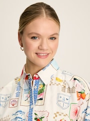 Joules Francesca White Tie Waist Shirt Dress - Image 4 of 8