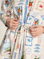 Joules Francesca White Tie Waist Shirt Dress - Image 6 of 8