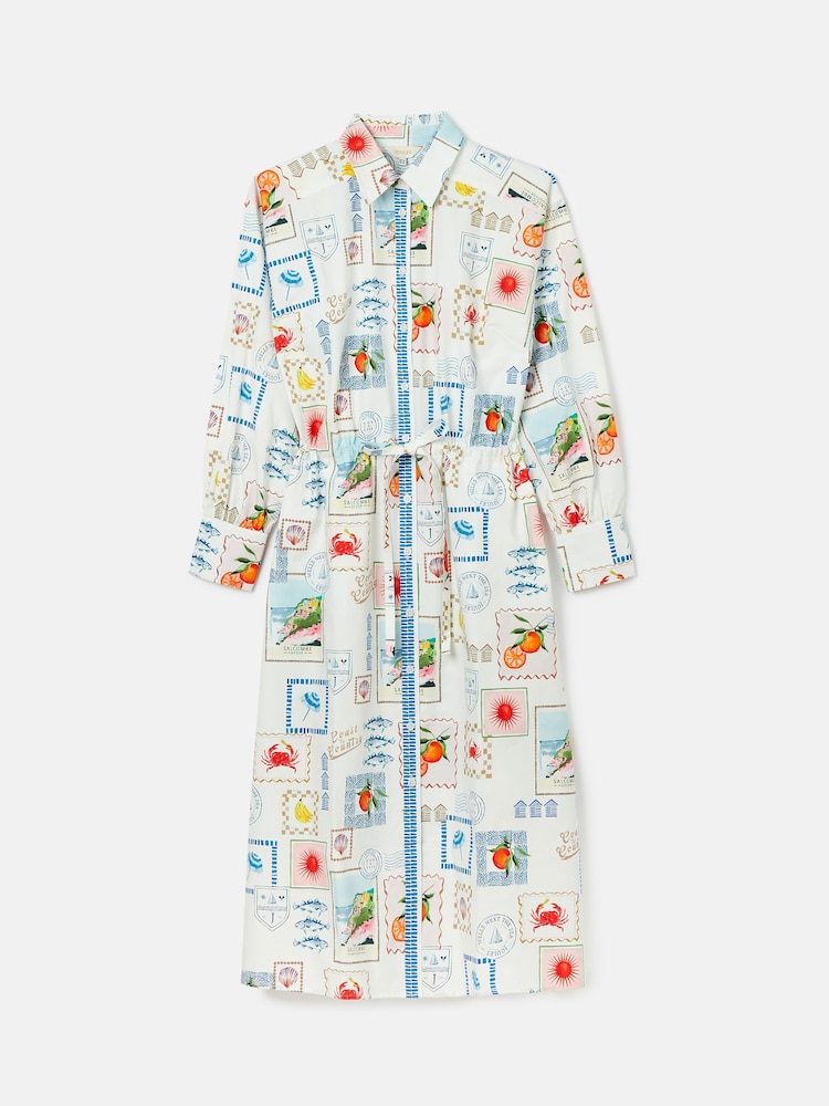 Joules Francesca White Tie Waist Shirt Dress - Image 8 of 8 Joules Francesca White Tie Waist Shirt Dress - Image 8 of 8