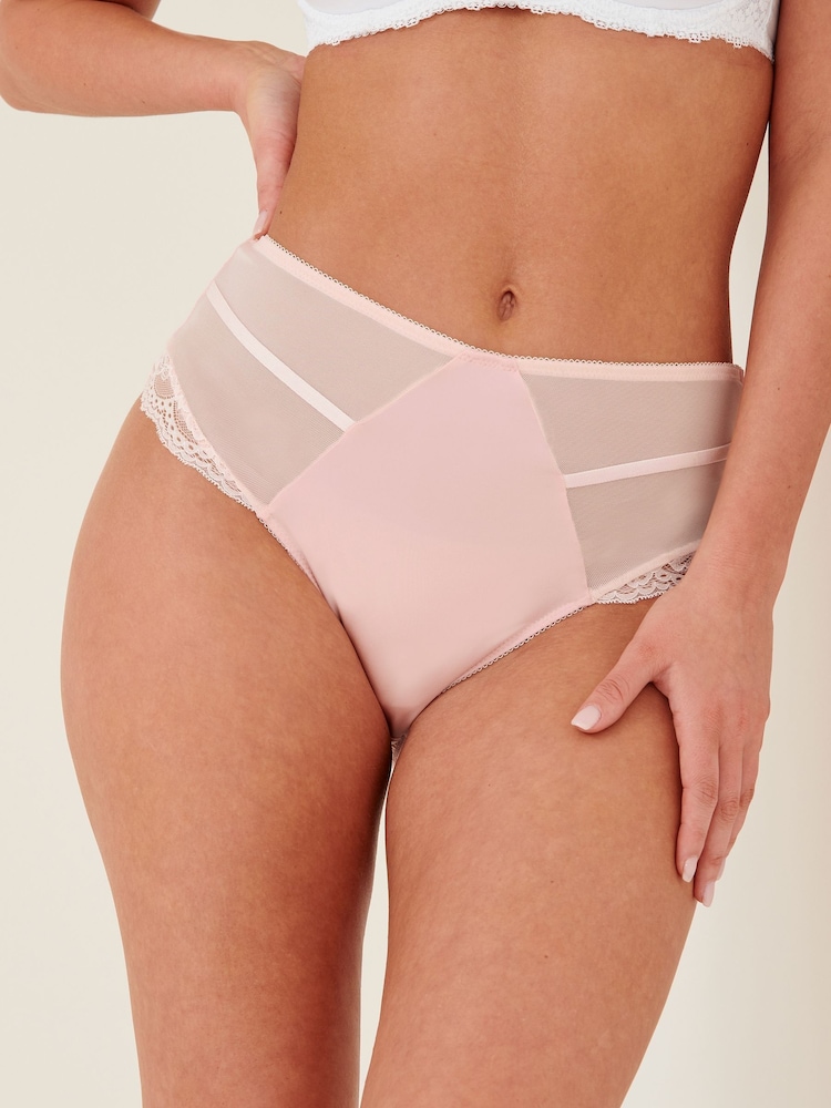 Pour Moi Black High Waist Mesh and Lace Knickers 2 Pack - Image 2 of 5