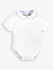 JoJo Maman Bébé White Woven Collar Bodysuit - Image 1 of 3